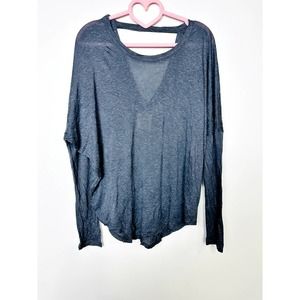 Chaser NWT Textured Silk Rayon Jersey Open Back Oversized Dolman Top Alloy